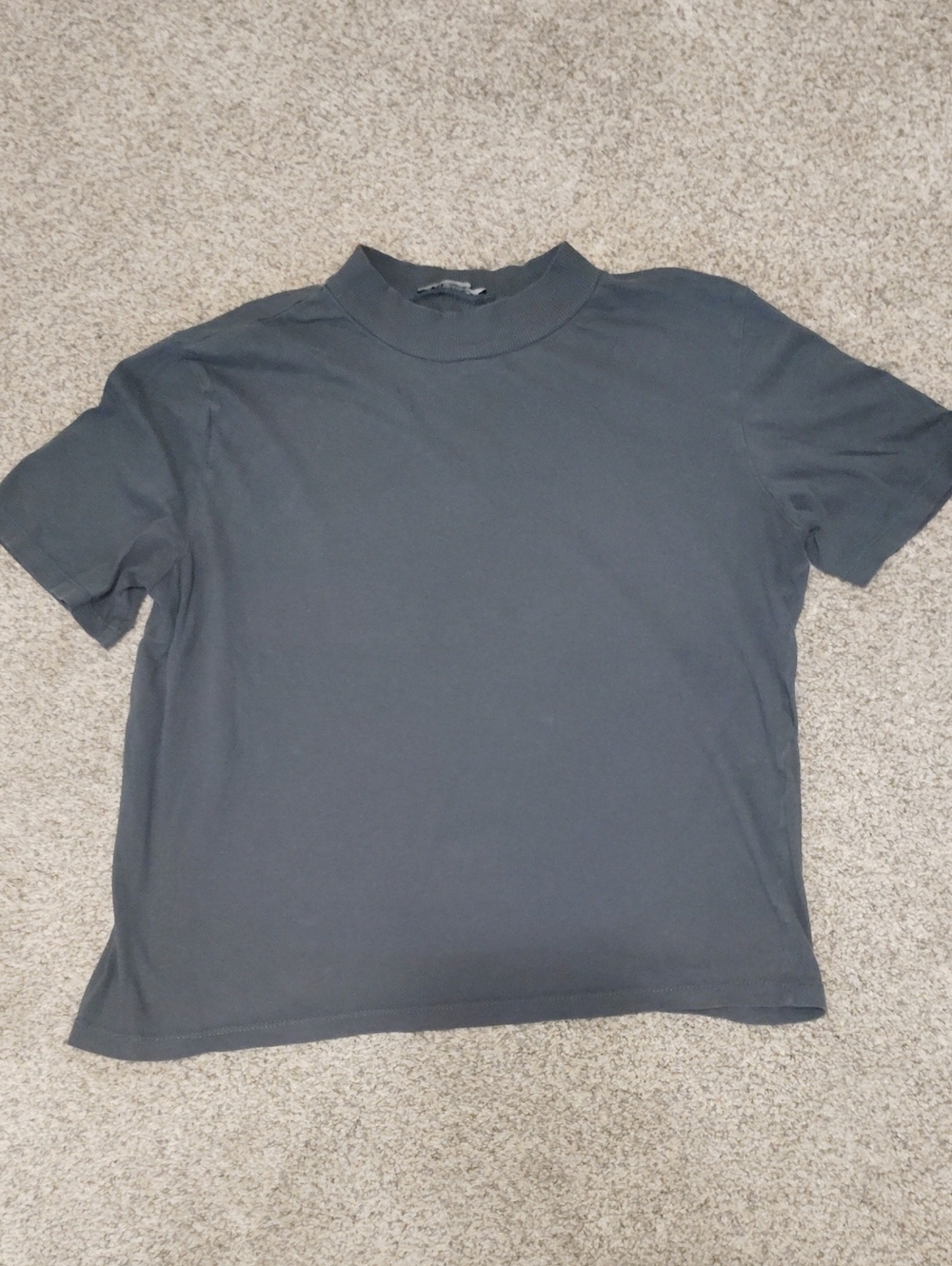 Zara Charcoal Short-Sleeve Mock Neck Tee